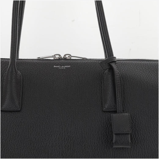 Saint Laurent Hammered Leather Shoulder Bag — Black