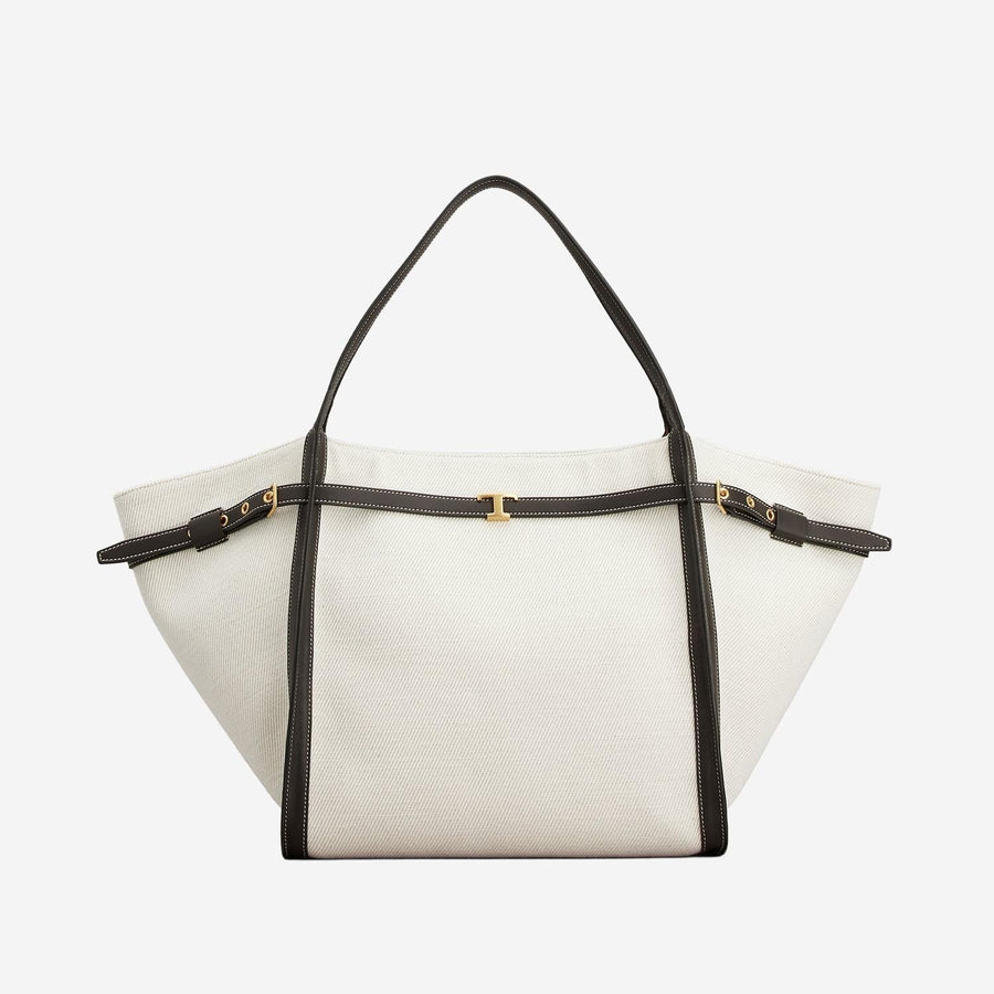 Tods Canvas And Leather Shoulder Bag — White