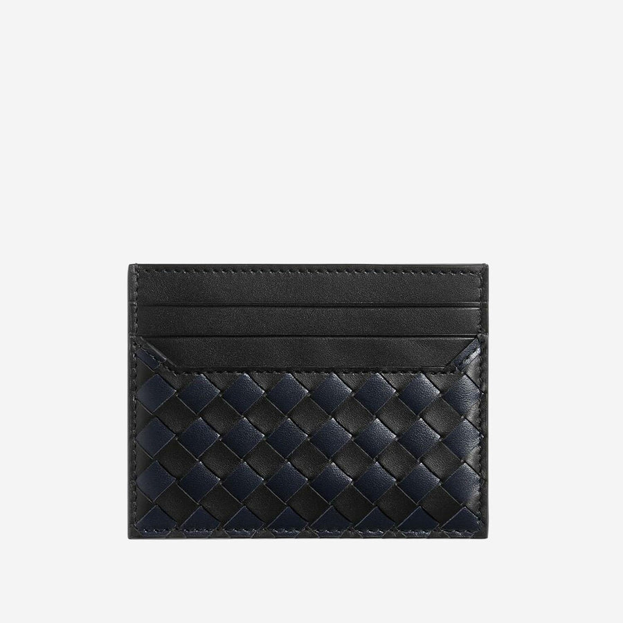 Bottega Veneta Woven Calfskin Card Case — Black Wallets & Cardholders