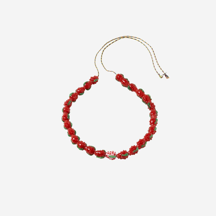 Sorbet Island Strawberry-Shaped Glass Bead Necklace — Multicolor Necklaces