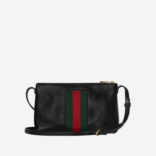 Gucci Horsebit Shoulder Bag — Black Leather