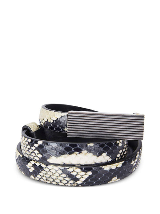 Khaite Python-Embossed Calfskin Belt — Beige Null