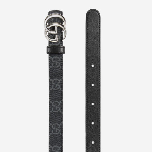 Gucci Gg Supreme Reversible Belt — Black Fabric