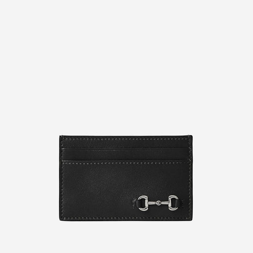 Gucci Leather Clamp Closure Card Case — Black Calfskin Wallets & Cardholders