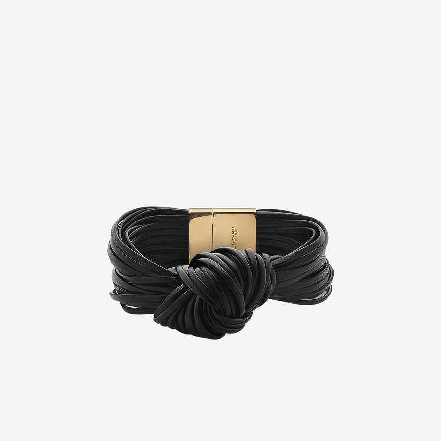Bottega Veneta Leather Knot Bracelet — Black Lambskin Bracelets