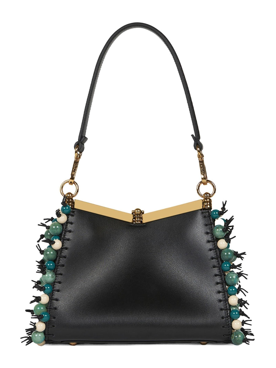 Etro Embellished Calfskin Shoulder Bag — Black