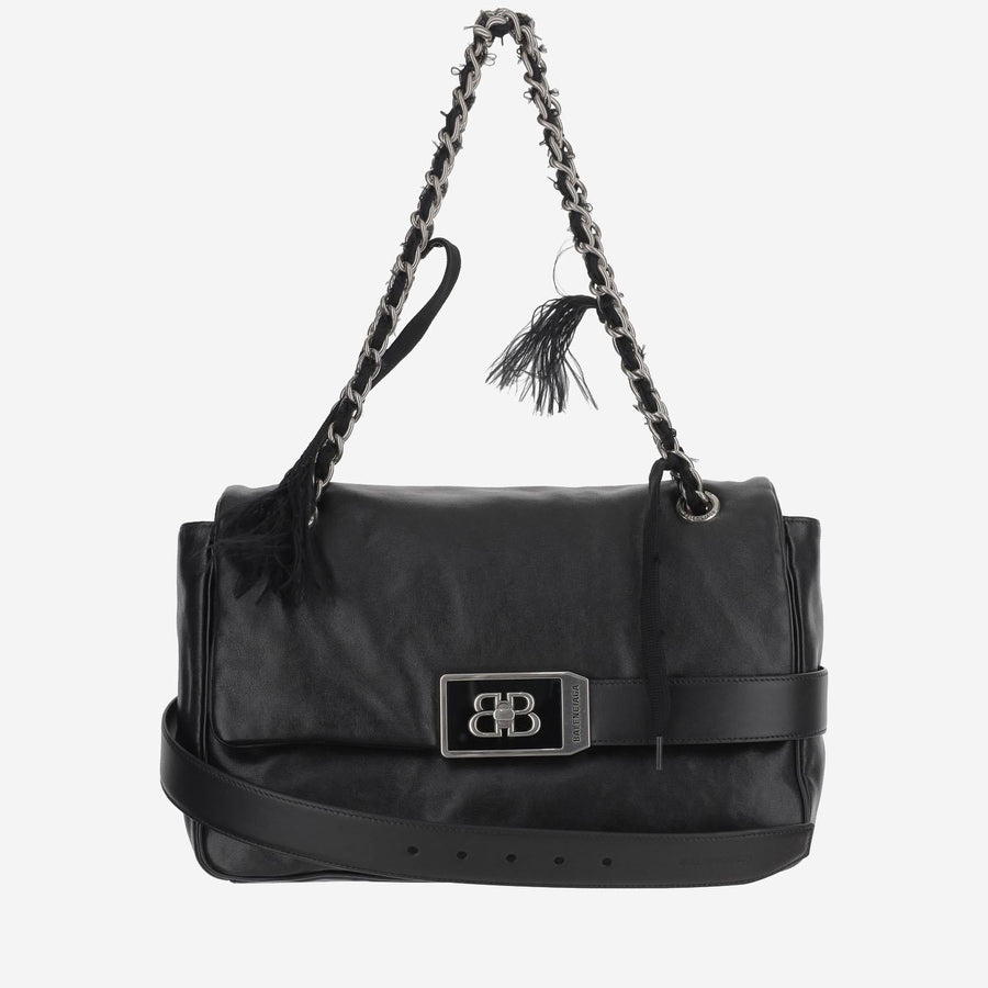 Balenciaga Modu Shoulder Bag — Black Leather