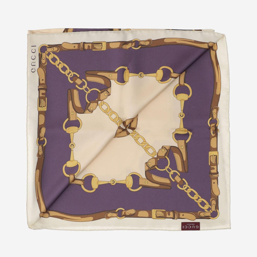 Gucci Silk Twill Printed Scarf — Purple Scarfs