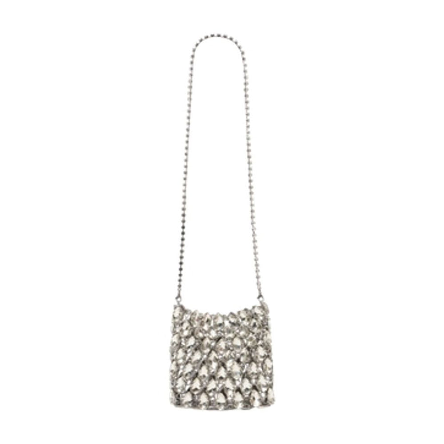 Self-Portrait Crystal-Embellished Synthetic Crossbody Bag — Silver