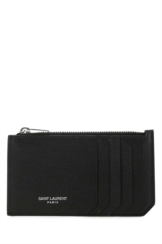 Saint Laurent Pebbled Calfskin Wallet — Black