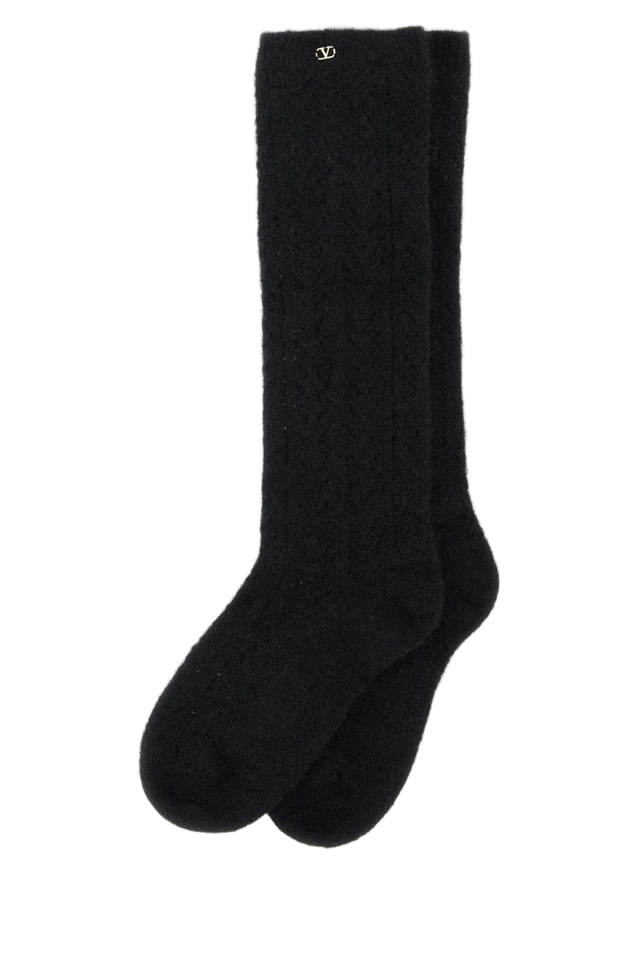 Valentino Garavani Mohair-Blend Crew Socks — Black Glove