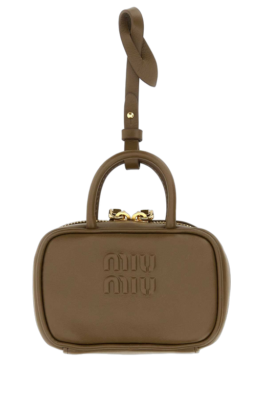Miu Miu Logo-Embossed Leather Mini Bag — Brown Wallet