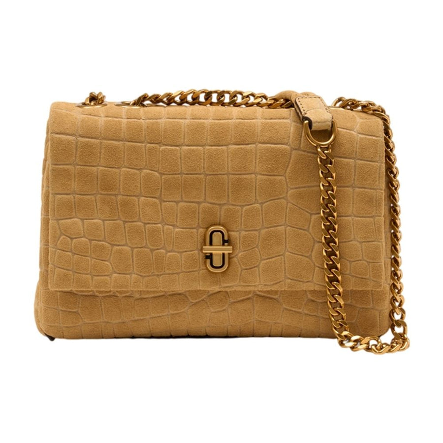 Marc Jacobs Crocodile-Embossed Cowhide Shoulder Bag — Beige