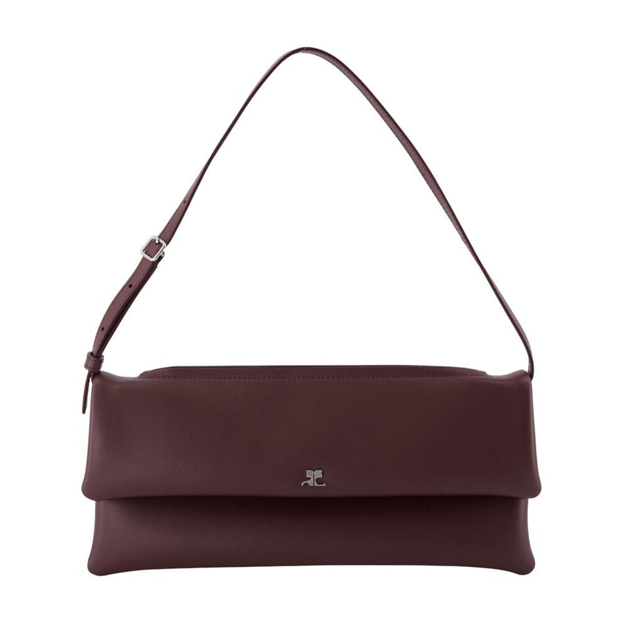 Courreges Leather Fold-Over Clutch — Burgundy Wallet