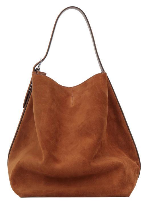 Toteme Suede Shoulder Bag — Tan Cow Leather