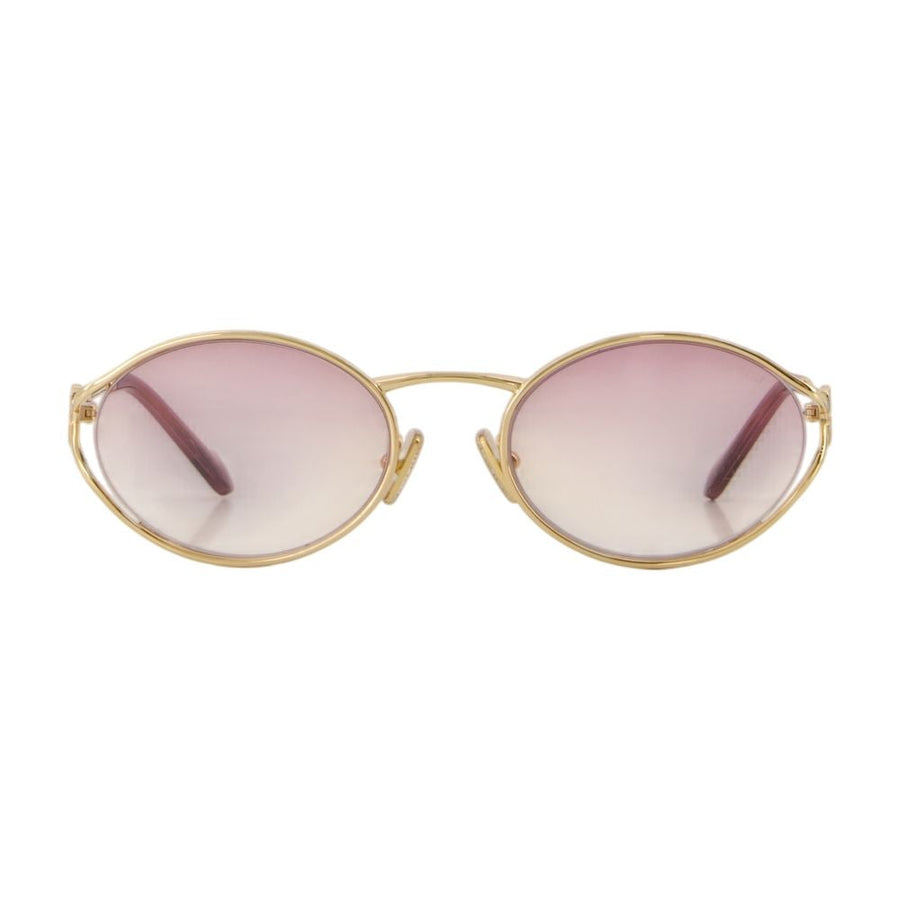 Miu Miu 0mu52ys-5ak06s54 Oval Acetate Sunglasses — Gold