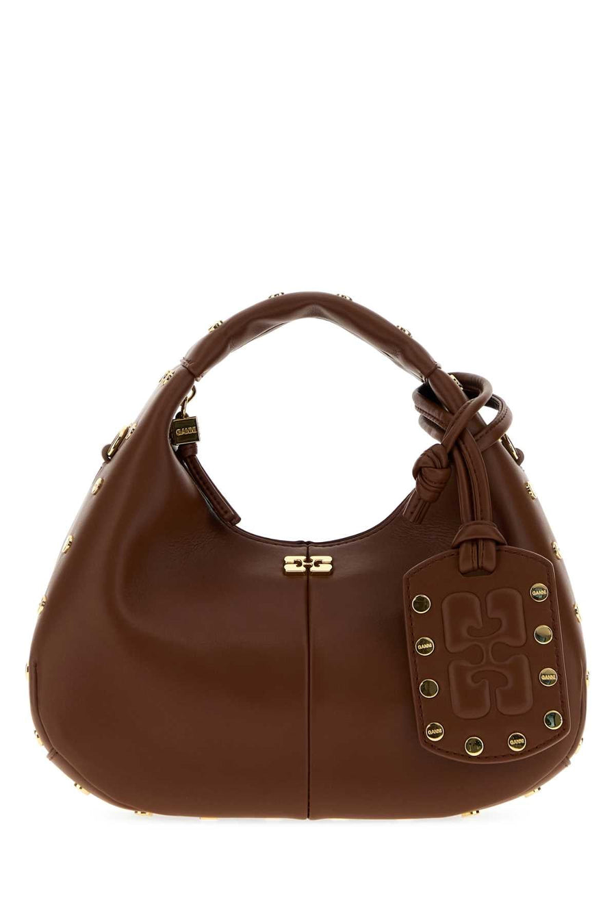 Ganni Studs Hobo Bag — Brown