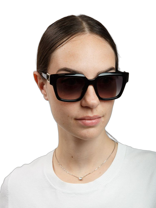 Furla Sfu981 Glossy Black Acetate Sunglasses —