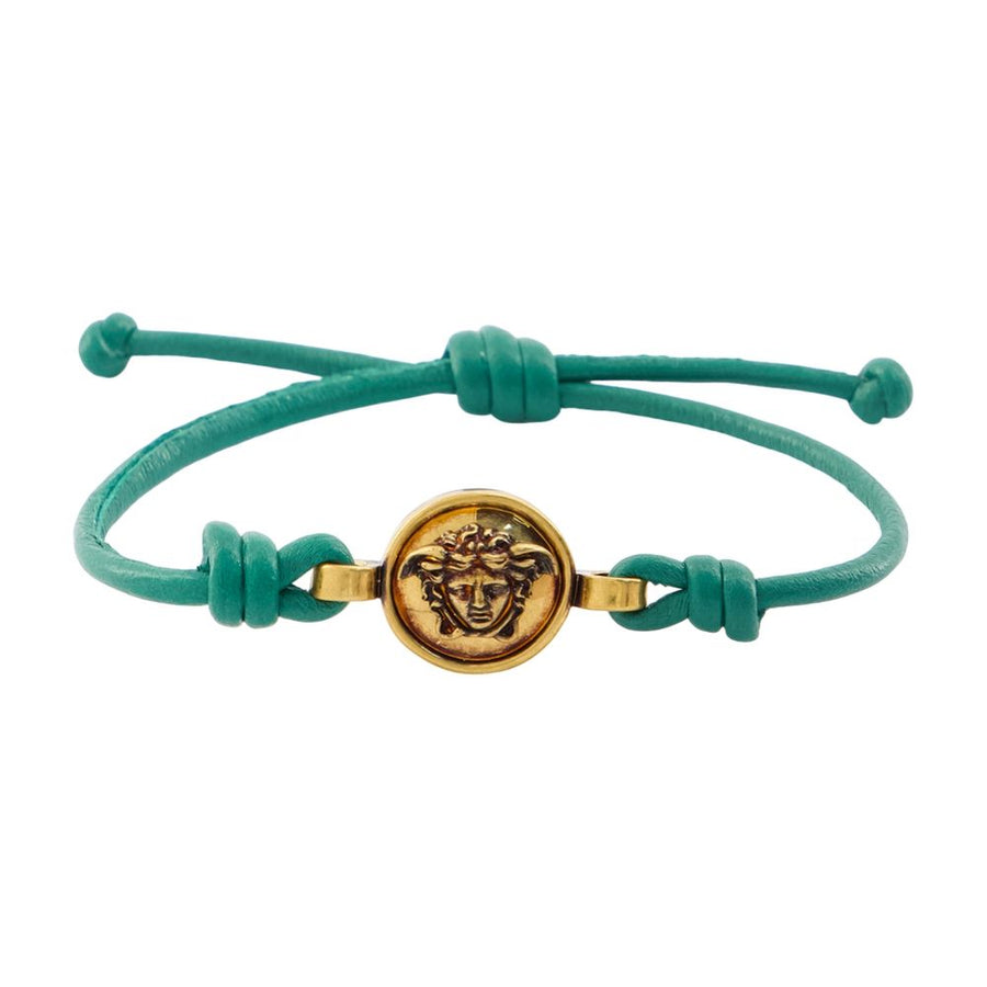 Versace Logo Charm Bracelet — Green Metal Bracelets