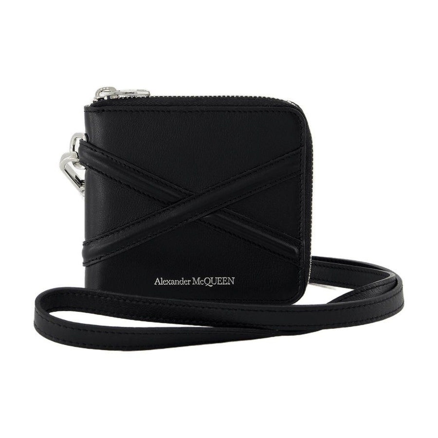 Alexander Mcqueen Zip Around Calfskin Wallet — Black