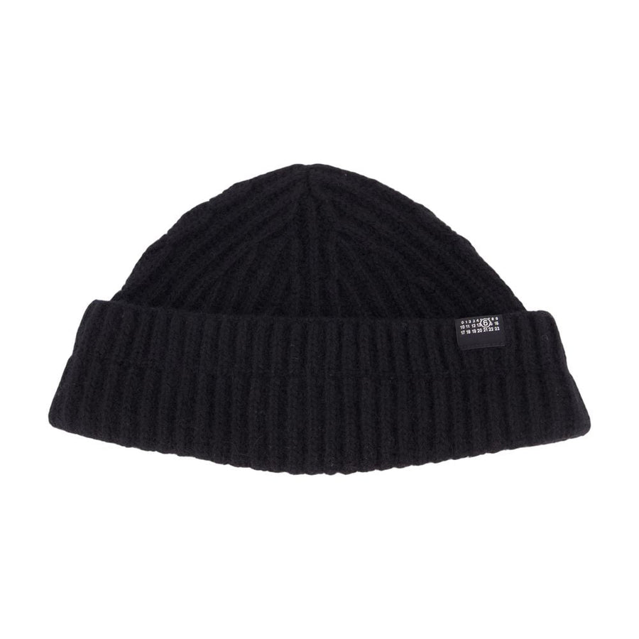 Mm6 Maison Margiela S52tb0016-M13285-900 Ribbed Wool Beanie — Black Beanies