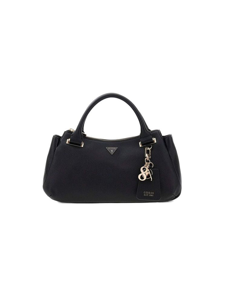 Guess Evie Triple Comp Shoulder Bag — Black Polyurethane