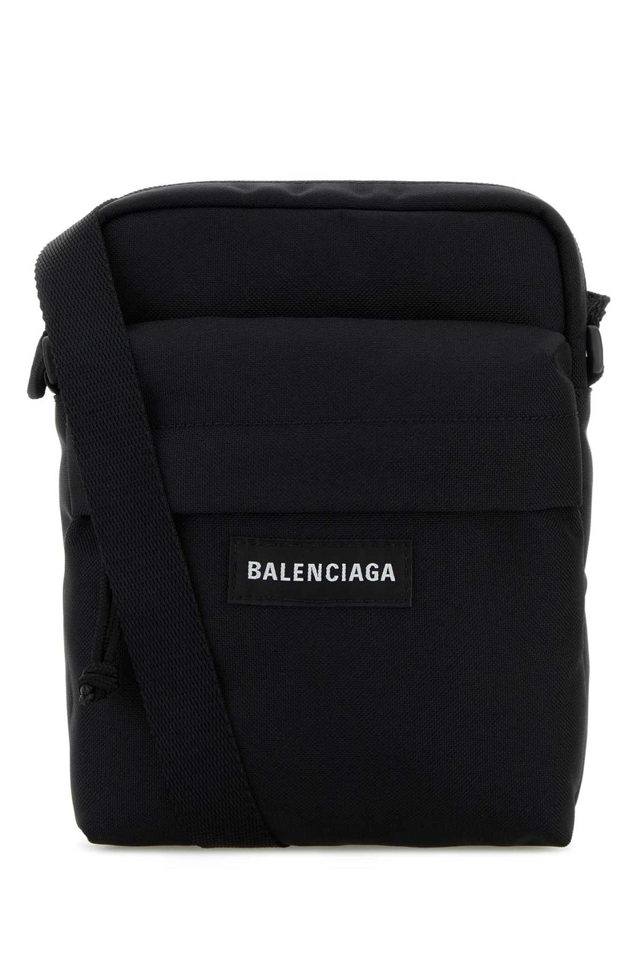 Balenciaga Logo-Embroidered Nylon Crossbody Bag — Black