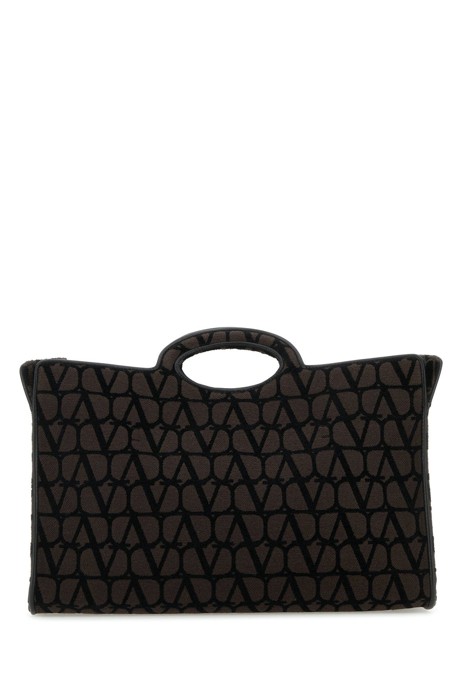 Valentino Garavani Monogram Jacquard Top Handle Bag — Black Viscose Cotton Polyester Hand