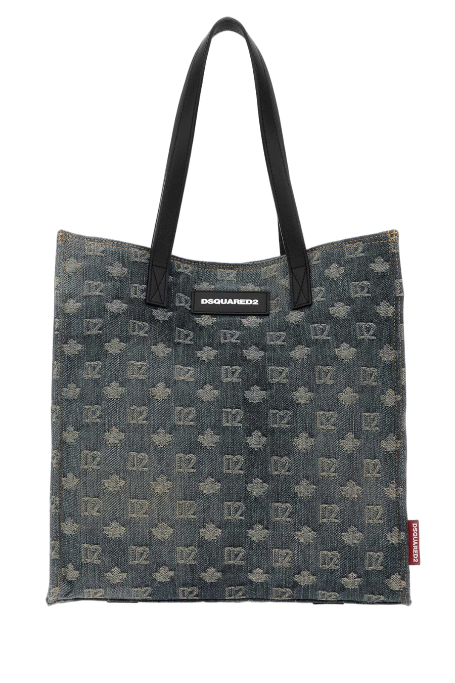 Dsquared2 Embroidered D2 Logo Denim Tote Bag — Gray
