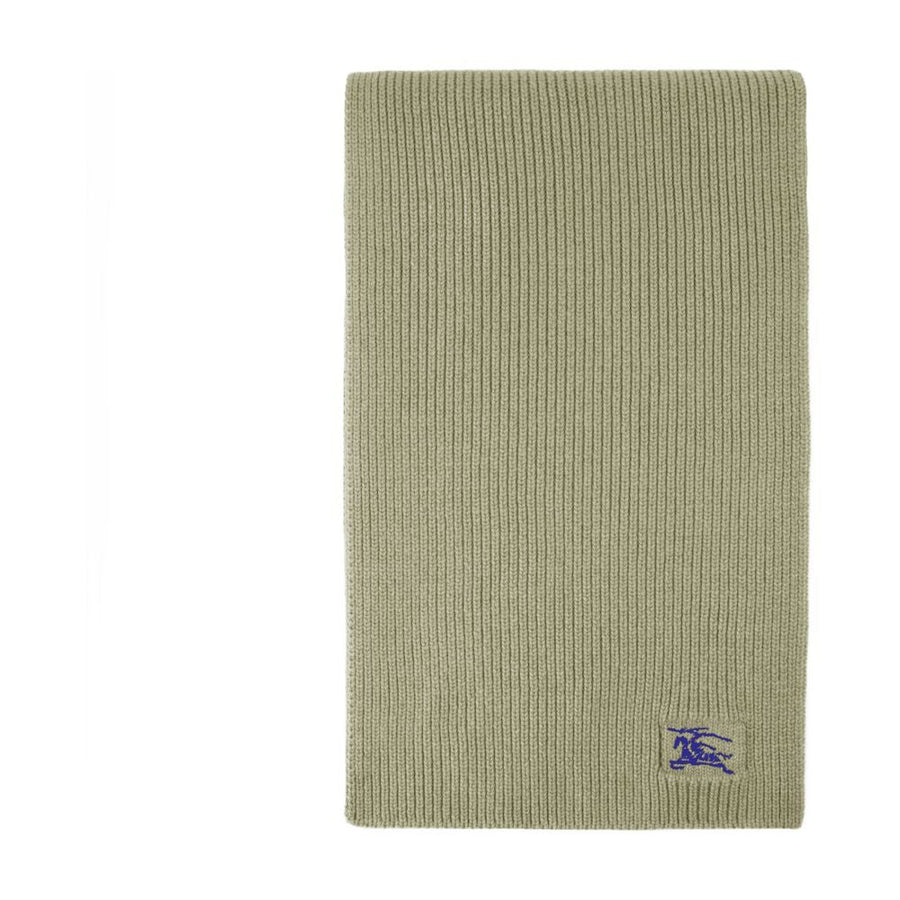 Burberry Mu Ribbed Scarf — Beige Wool Scarfs