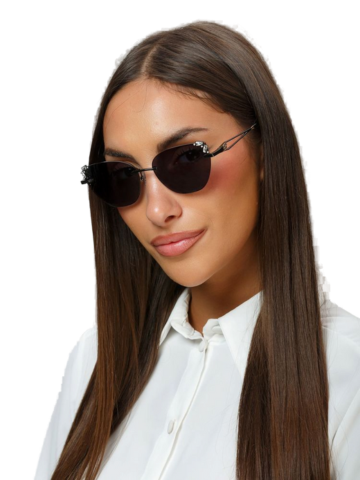 Blumarine Sbm230s Metal Round-Frame Sunglasses — Black