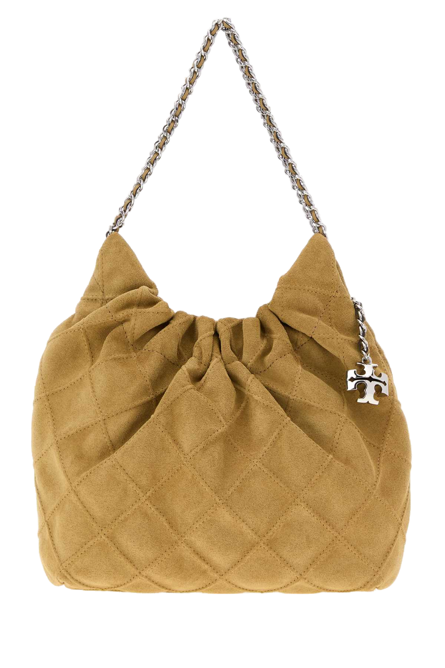 Tory Burch Suede Shoulder Bag — Beige