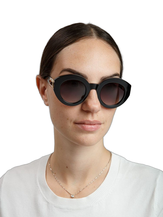 Furla Sfu987 Round-Frame Acetate Sunglasses — Black