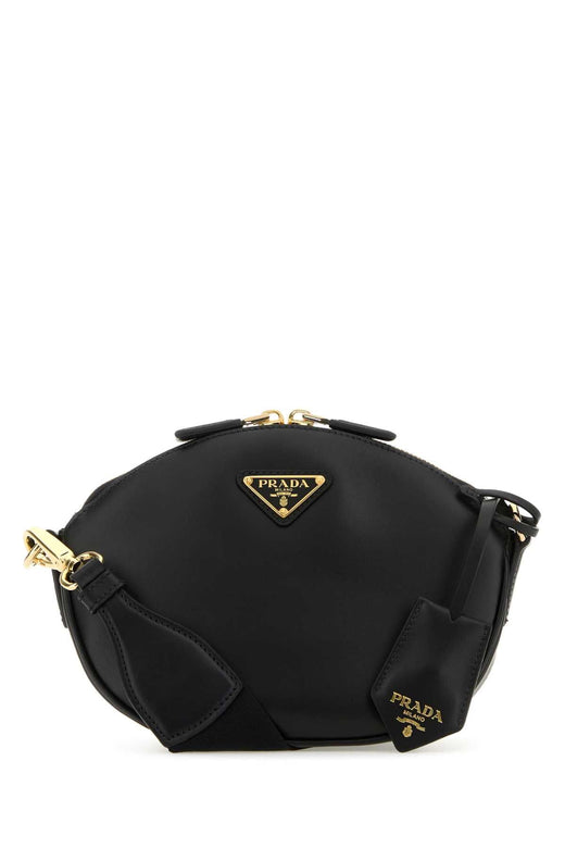 Prada Nappa Leather With Triangle Logo Crossbody Bag — Black Vitello