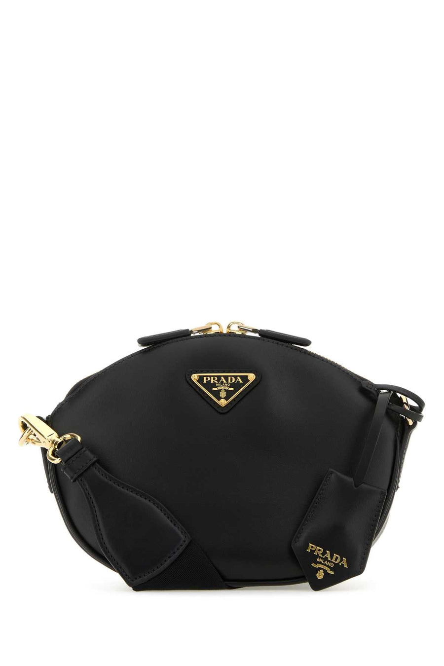 Prada Nappa Leather With Triangle Logo Crossbody Bag — Black Vitello