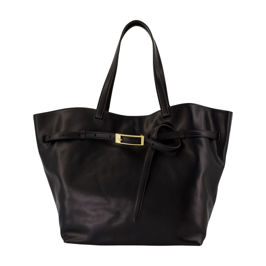 Anine Bing Elly Small Shopper Tote Bag — Black Calfskin