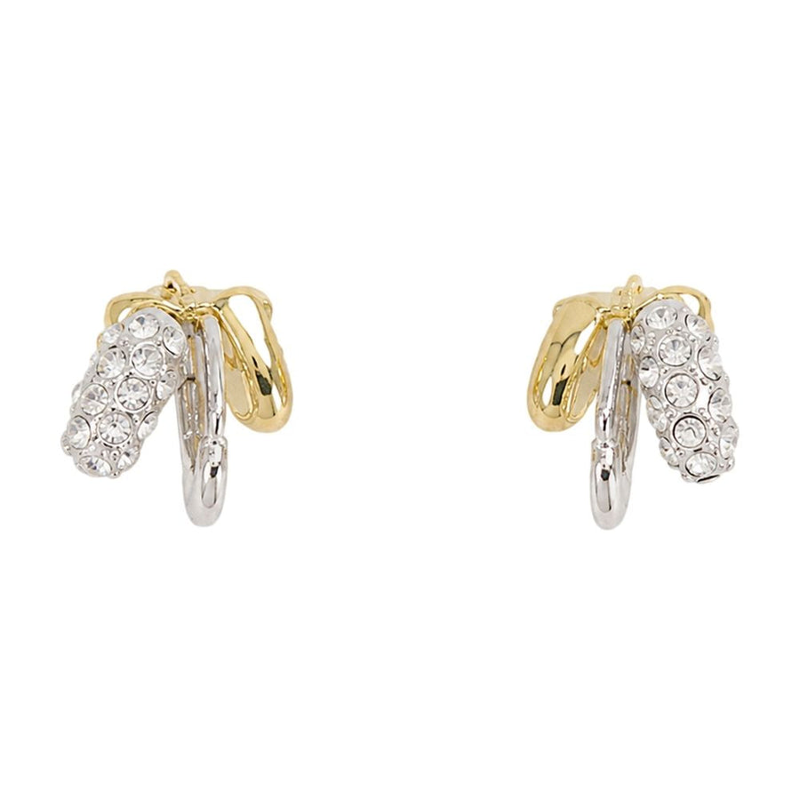 Simone Rocha Stacked Rhinestone Earrings — Silver Metal