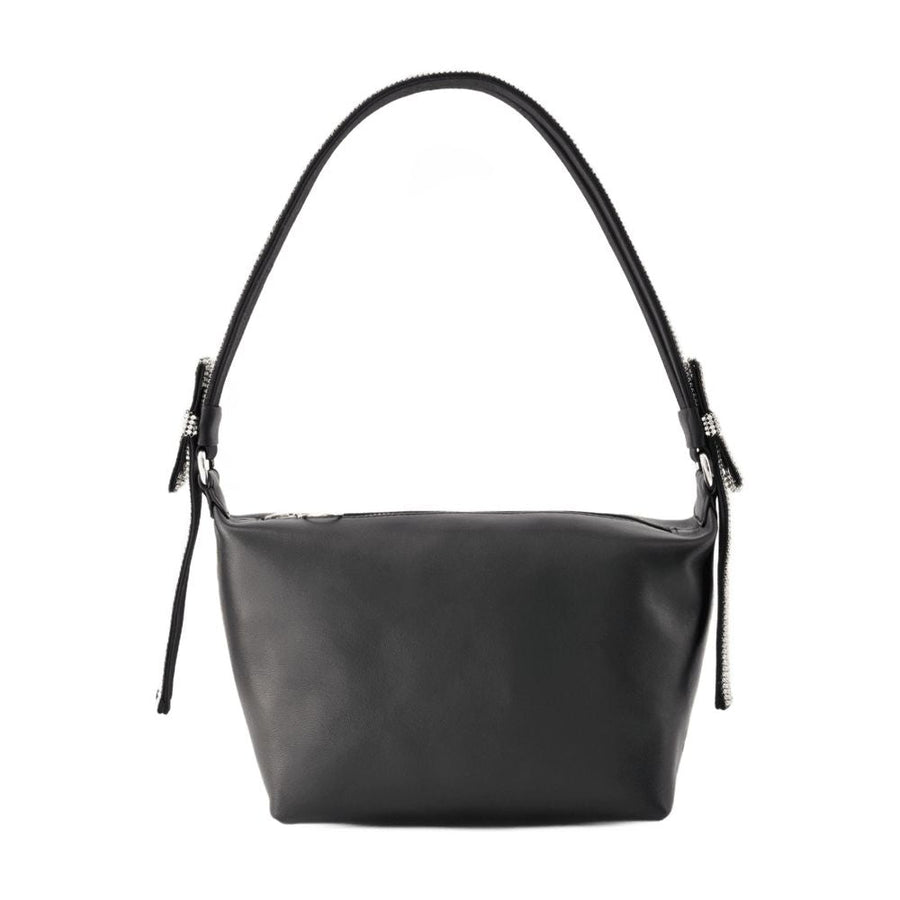 Kara Double Bow Shoulder Bag — Black Calfskin