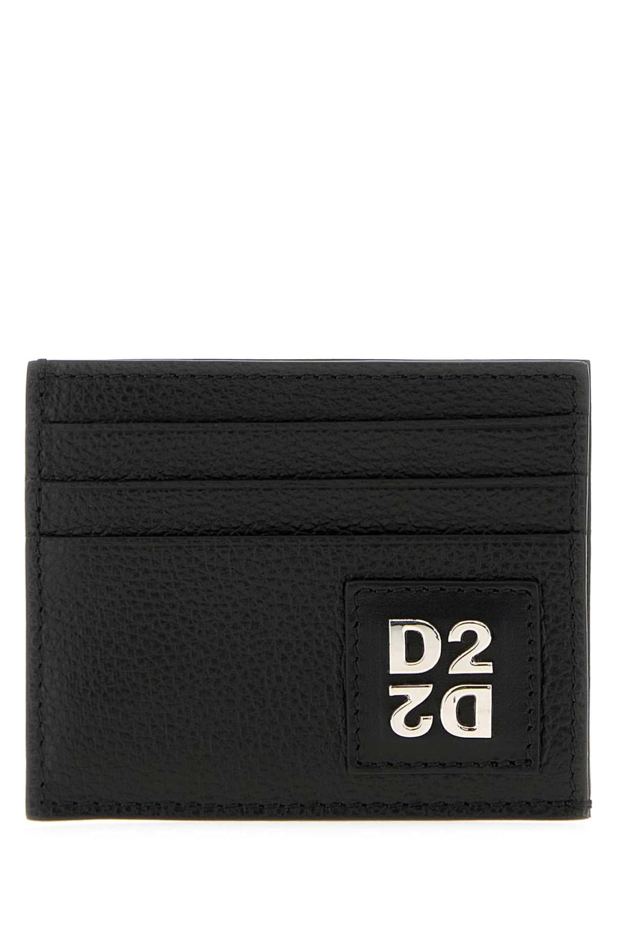 Dsquared2 Pebbled Leather Card Case — Black Cases