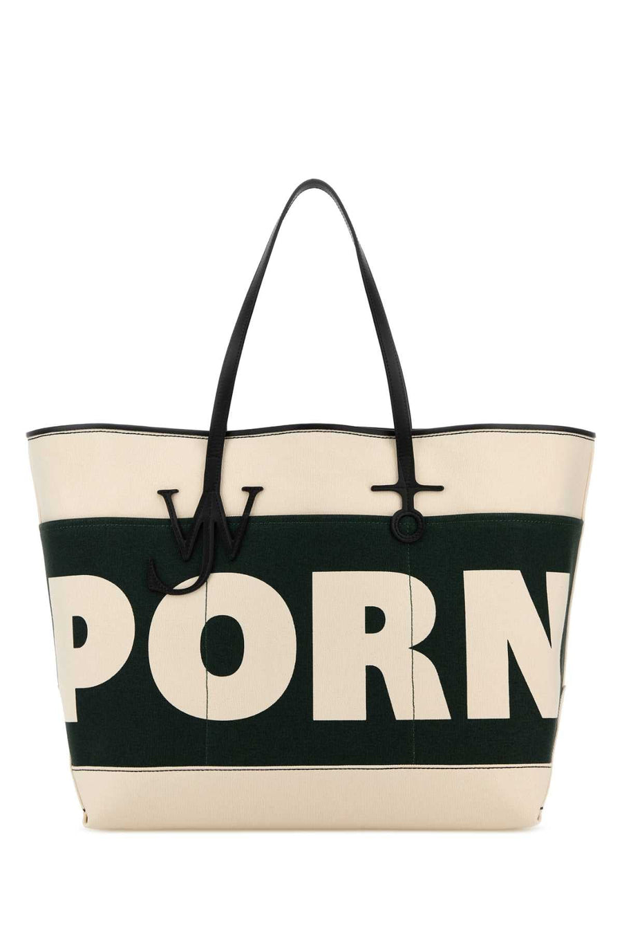 Jw Anderson Canvas Block-Stripe Tote Bag — Green Exterior: Fabric