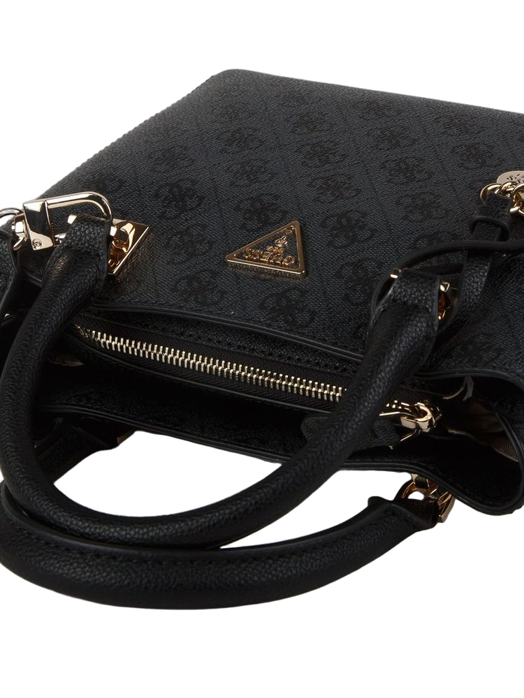 Guess Logo-Plaque Polyurethane Shoulder Bag — Black