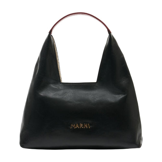 Marni Calfskin Leather Top Handle Shoulder Bag — Black
