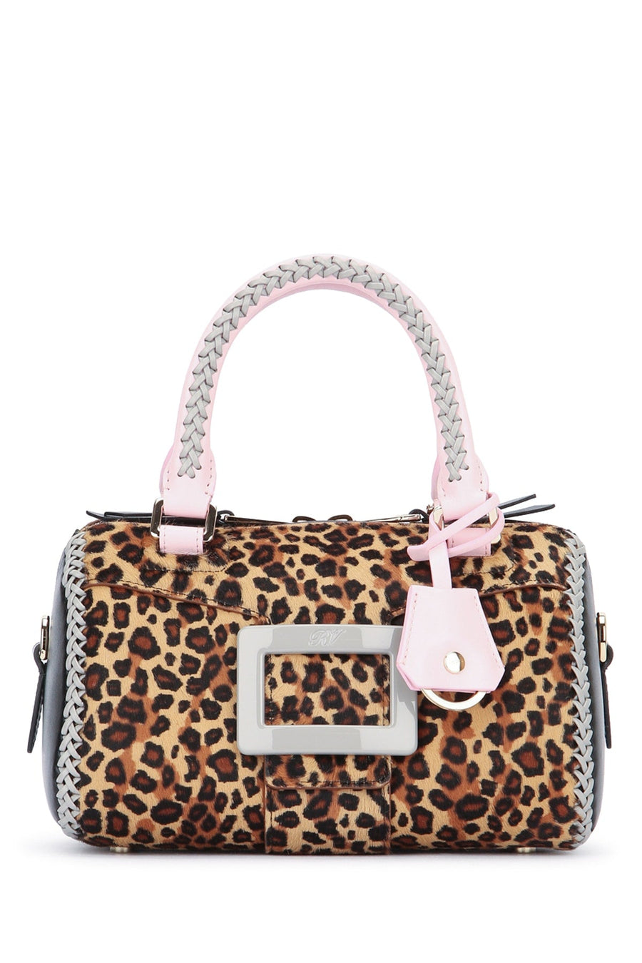 Roger Vivier Top Handle Bag — Multicolor Leopard-print Calf Hair