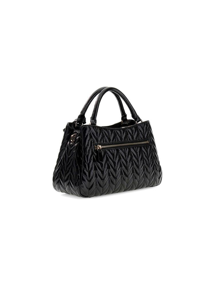 Guess Quilted Chevron Shoulder Bag — Black Polyurethane