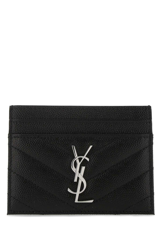 Saint Laurent Monogram Quilted Leather Card Case — Black Wallet