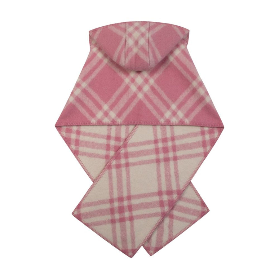 Burberry Mu Tbar Check Hooded Scarf — Pink Wool Scarfs