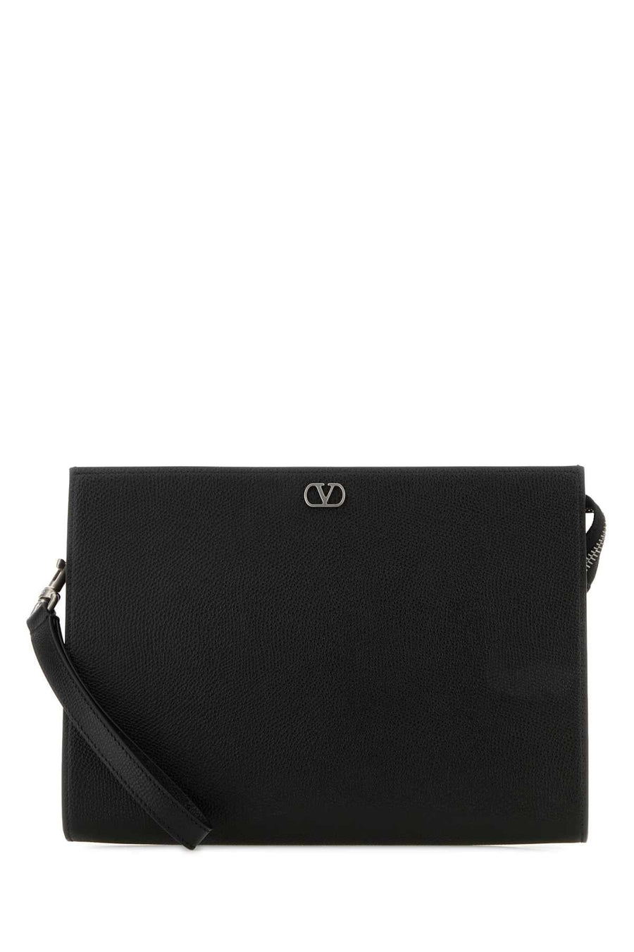 Valentino Garavani Textured Calf Leather Clutch — Black Wallet
