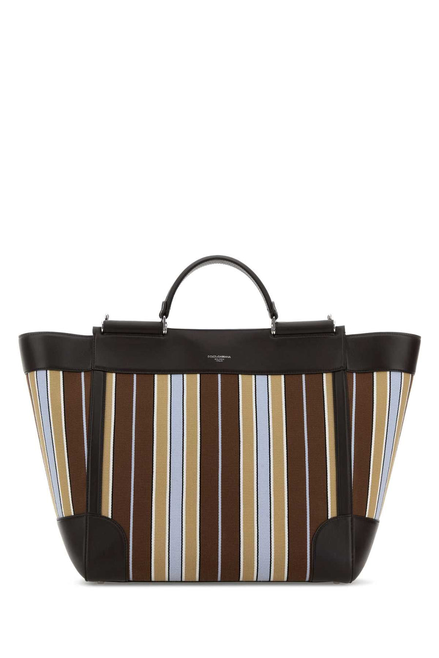 Dolce & Gabbana Striped Canvas Top Handle Bag — Black
