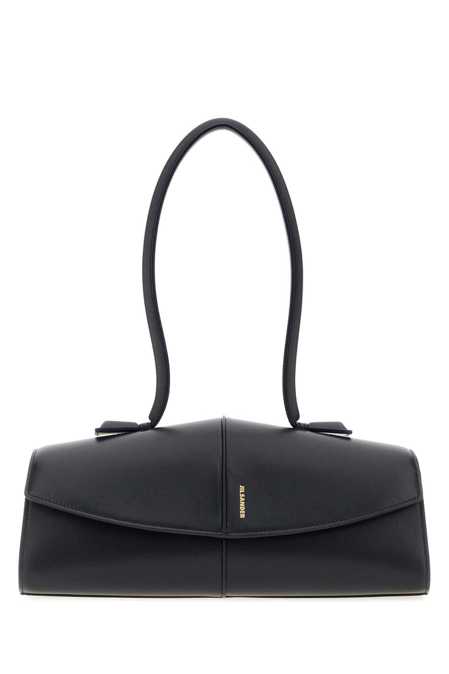Jil Sander Structured Leather Shoulder Bag — Black