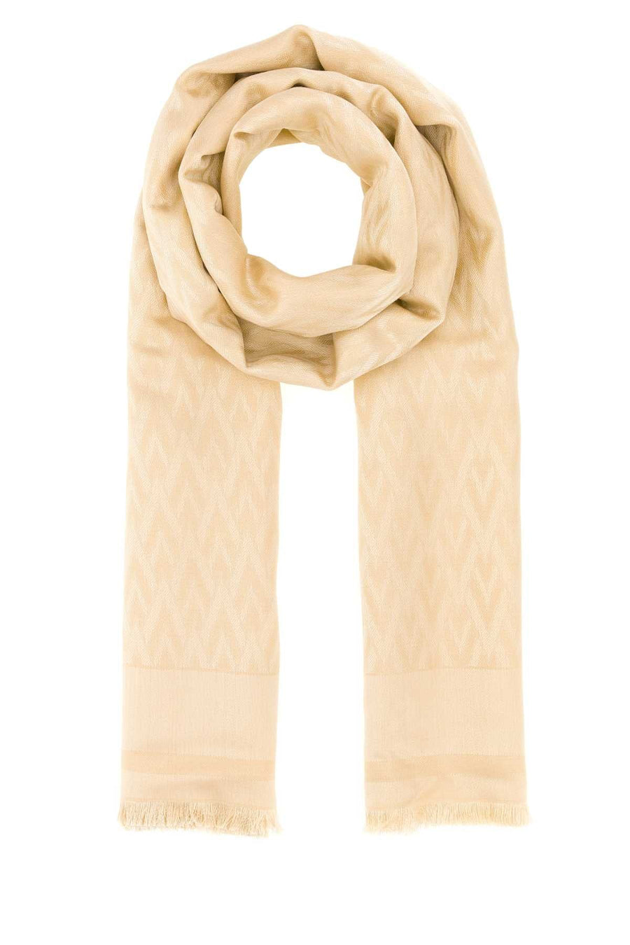 Valentino Garavani Toute Scarf — Cream Exterior: Silk Wool Scarfs